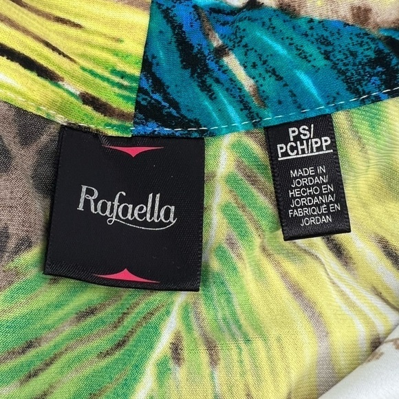 Rafaella Floral Animal Print Peplum Short Sleeve Blouse Size Petite SM Women’s - Picture 2 of 5